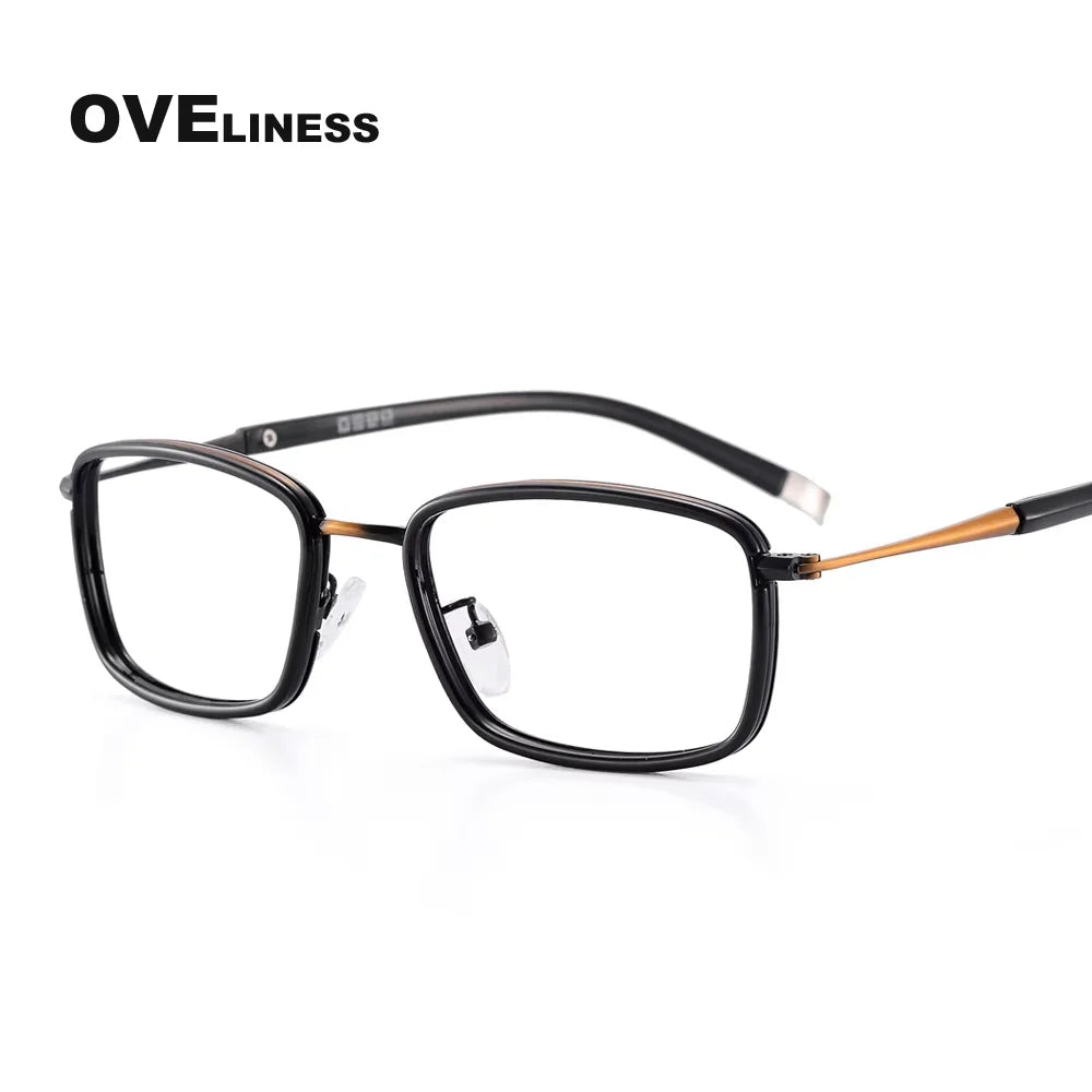 Oveliness Women's Full Rim Square Acetate Titanium Eyeglasses 440037 Full Rim Oveliness bronze