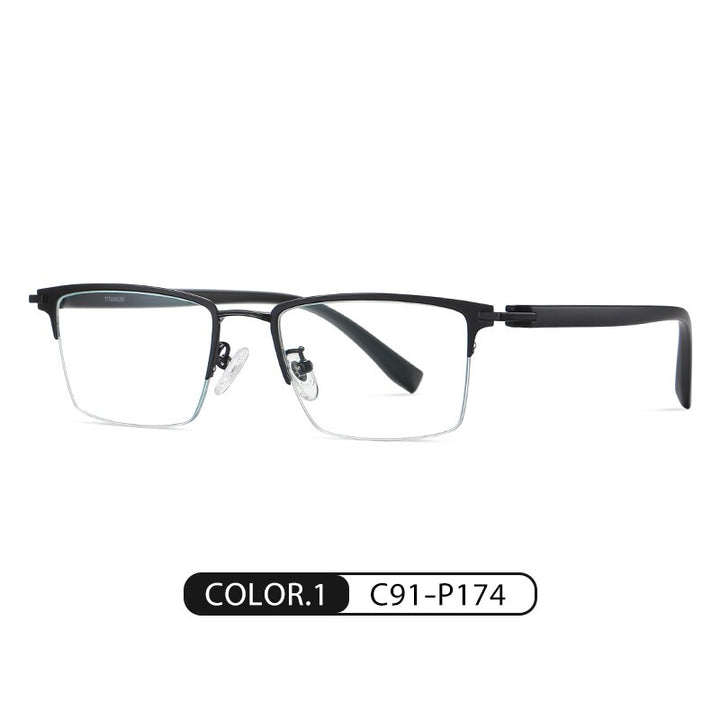 Zirosat Men's Semi Rim Square Tr 90 Titanium Eyeglasses St6213 Semi Rim Zirosat C1  