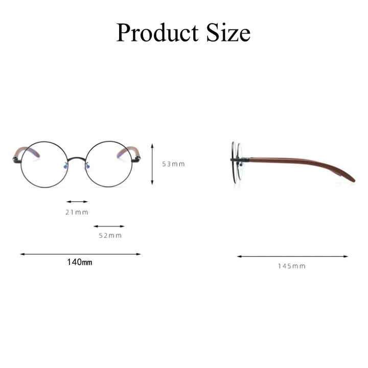 Yimaruili Unisex Full Rim Round Alloy Tr 90 Eyeglasses 00102 Full Rim Yimaruili Eyeglasses   