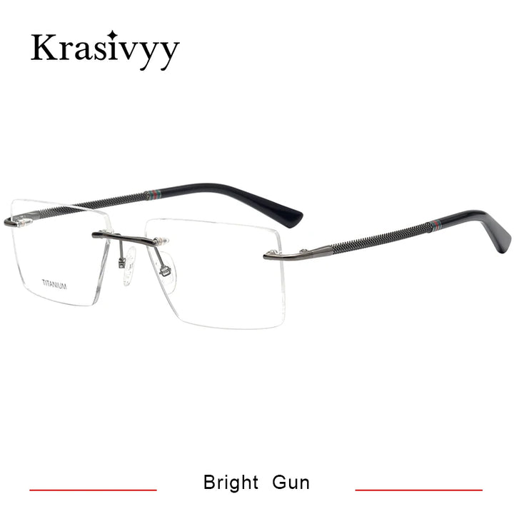 Krasivyy Unisex Rimless Square Titanium Eyeglasses 1657 Rimless Krasivyy Bright Gun  
