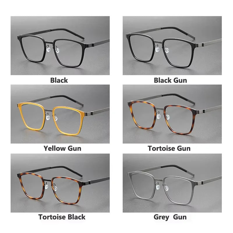 Oveliness Unisex Full Rim Big Square Screwless Titanium Eyeglasses 749 Full Rim Oveliness   