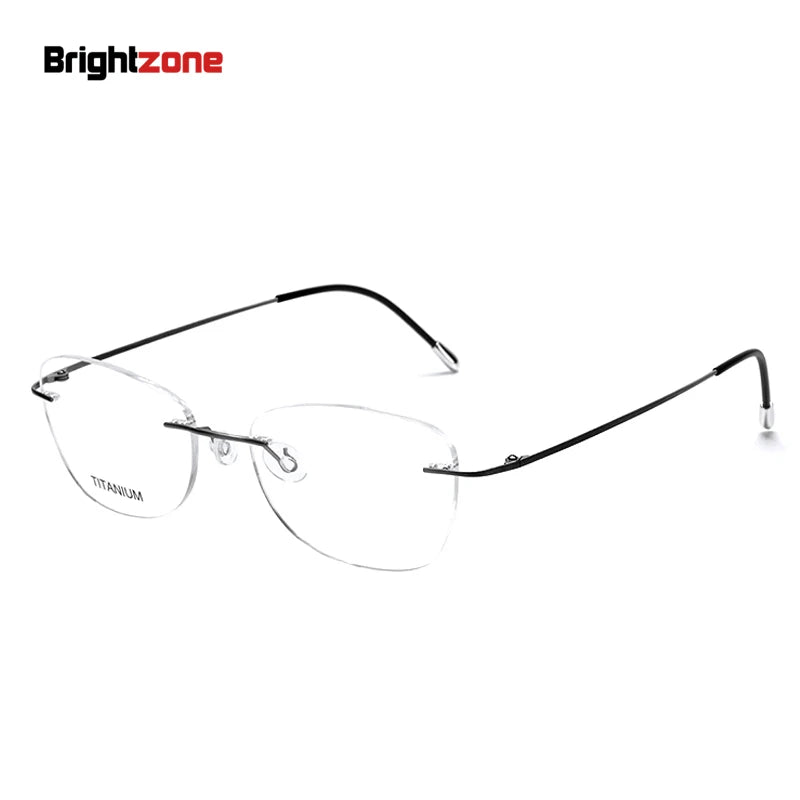 Brightzone Unisex Rimless Polygon Square Titanium Eyeglasses 71613 Rimless Brightzone