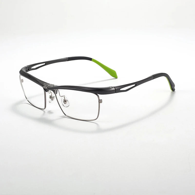 Hdcrafter Unisex Semi Rim Square Flip Up Titanium Alloy Eyeglasses 966905