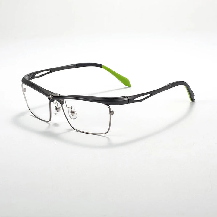 Hdcrafter Unisex Semi Rim Square Flip Up Titanium Alloy Eyeglasses 966905