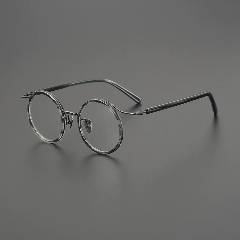 Gatenac Unisex Full Rim Round Acetate Titanium Eyeglasses G85676