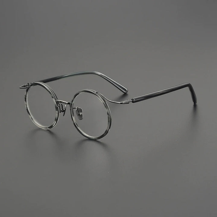 Gatenac Unisex Full Rim Round Acetate Titanium Eyeglasses G85676