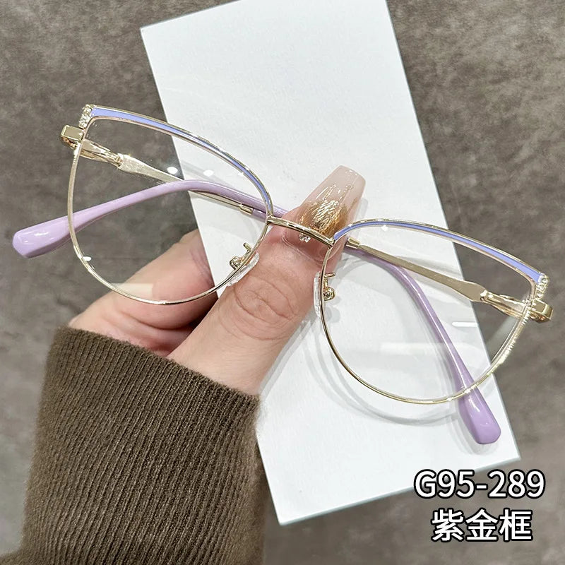 Zirosat Women's Full Rim Square Cat Eye Alloy Eyeglasses 59289