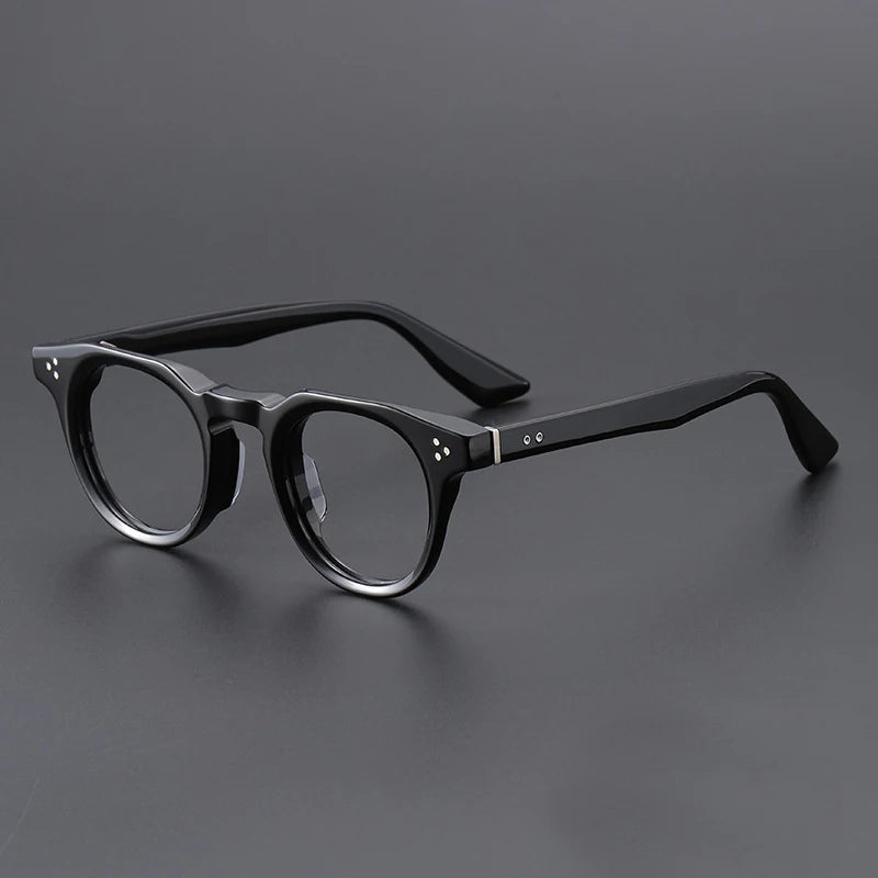 Black Mask Unisex Full Rim Round Brow Line Acetate Eyeglasses 655008