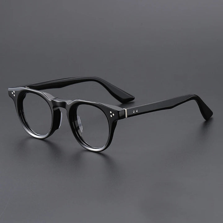 Black Mask Unisex Full Rim Round Brow Line Acetate Eyeglasses 655008