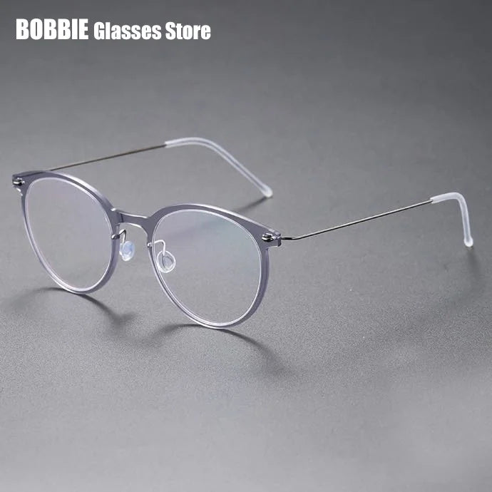 Bobbie Women's Full Rim Round Acetate Titanium Eyeglasses 696537