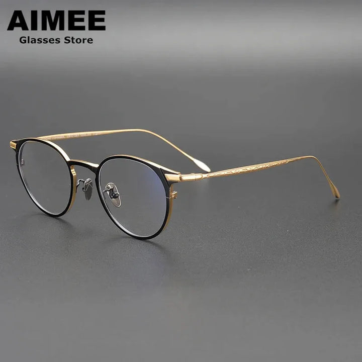 Aimee Unisex Full Rim Round Titanium Eyeglasses 21061 Full Rim Aimee   