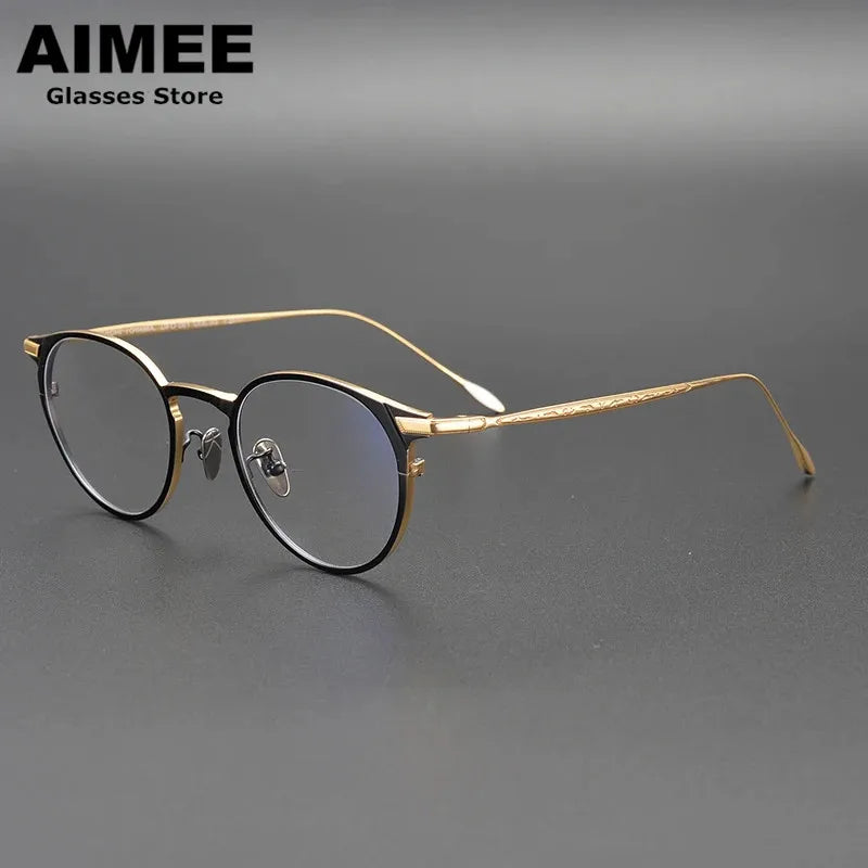 Aimee Unisex Full Rim Round Titanium Eyeglasses 21061 Full Rim Aimee   