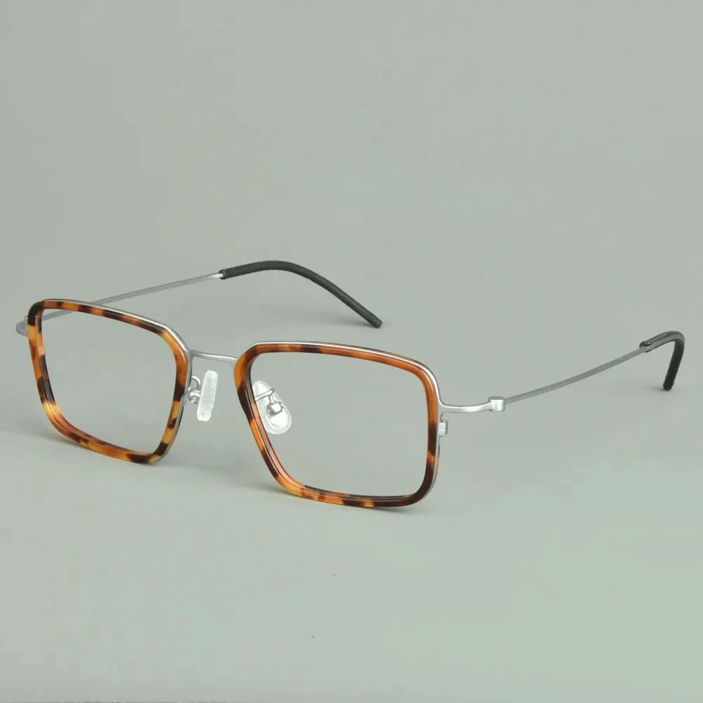 Aimee Men's Full Rim Big Square Acetate Titanium Eyeglasses 77501