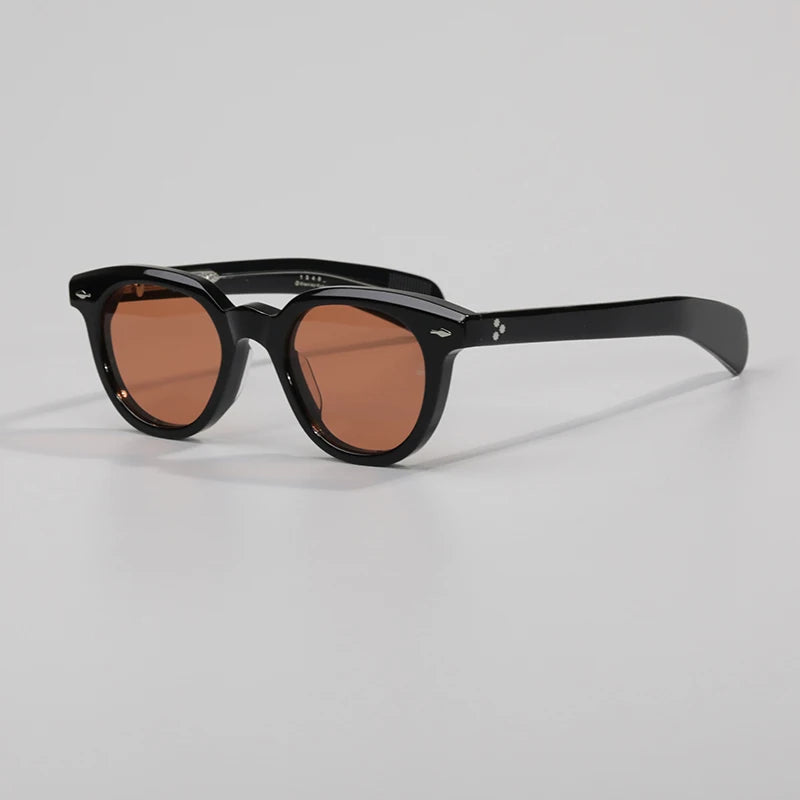 Hewei Unisex Full Rim Round Sunglasses 0033 Sunglasses Hewei orange-black as picture 