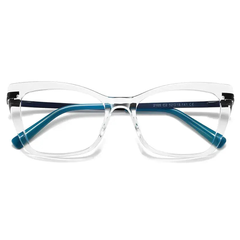 Vicky Women's Full Rim Square Cat Eye TR90 and Titanium Reading Glasses 2105 — view 2 | Vicky at FuzWeb