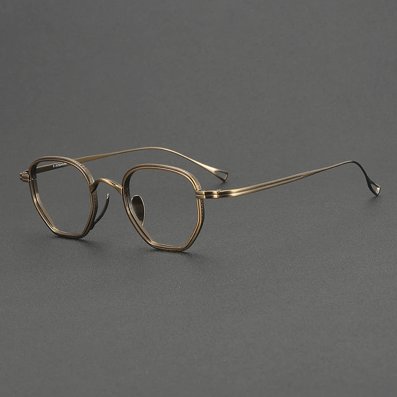 Aror Unisex Full Rim Flat Bottom Polygon Titanium Eyeglasses 631235