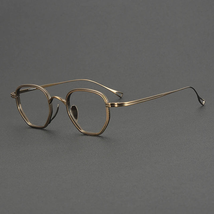 Aror Unisex Full Rim Flat Bottom Polygon Titanium Eyeglasses 631235