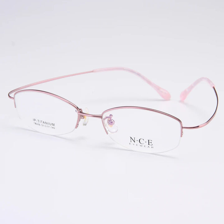 Bclear Women's Semi Rim Oval Square Titanium Eyeglasses 818026