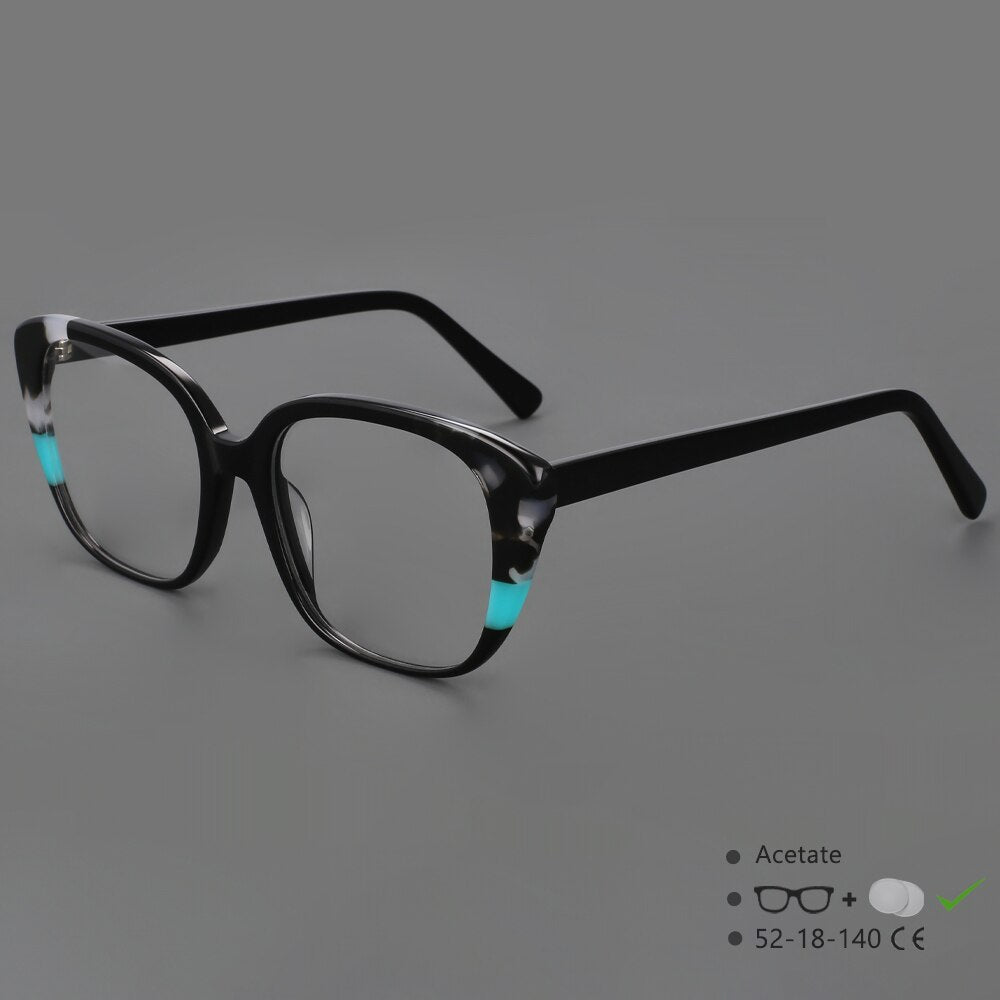 CCSpace Unisex Full Rim Square Cat Eye Acetate Eyeglasses 55909 Full Rim CCspace Black China 