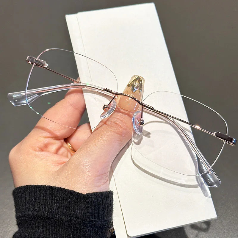 Zirosat Women's Rimless Square Alloy Eyeglasses 31315
