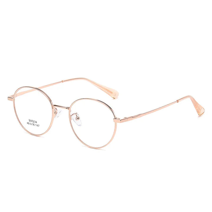 KatKani Women's Full Rim Oval Round Titanium Eyeglasses 90234 Full Rim KatKani Eyeglasses Rose Gold  