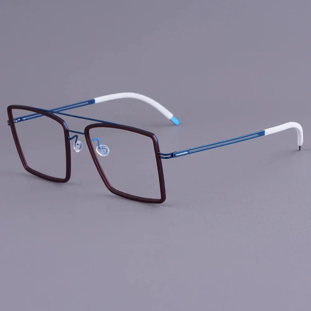 Bobbie 476962 Men’s Screwless Acetate Full Rim Square Titanium Frames FuzWeb
