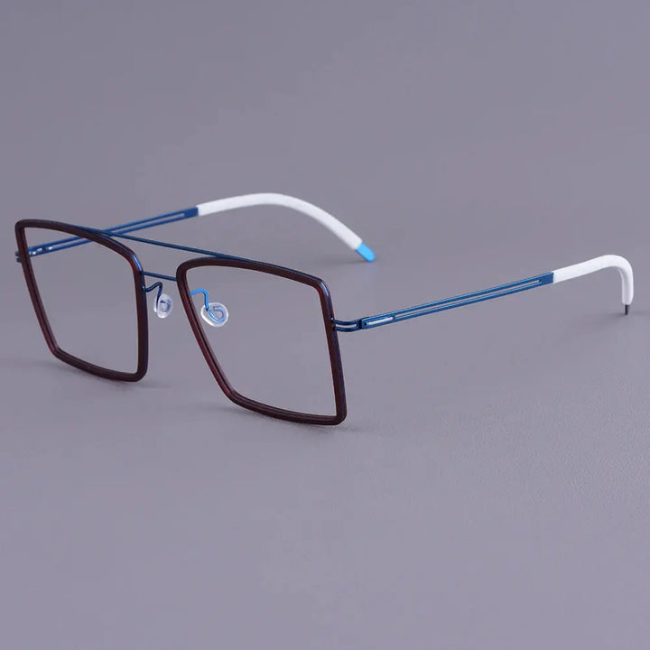 Bobbie 476962 Men’s Screwless Acetate Full Rim Square Titanium Frames FuzWeb