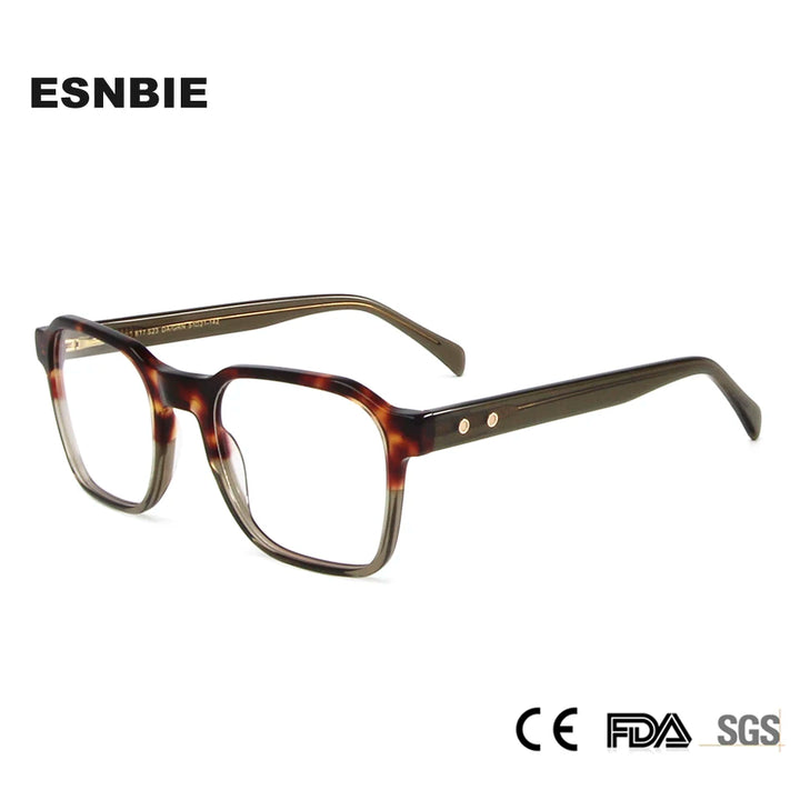 Esnbie Unisex Full Rim Square Acetate Eyeglasses 61723 Full Rim Esnbie   