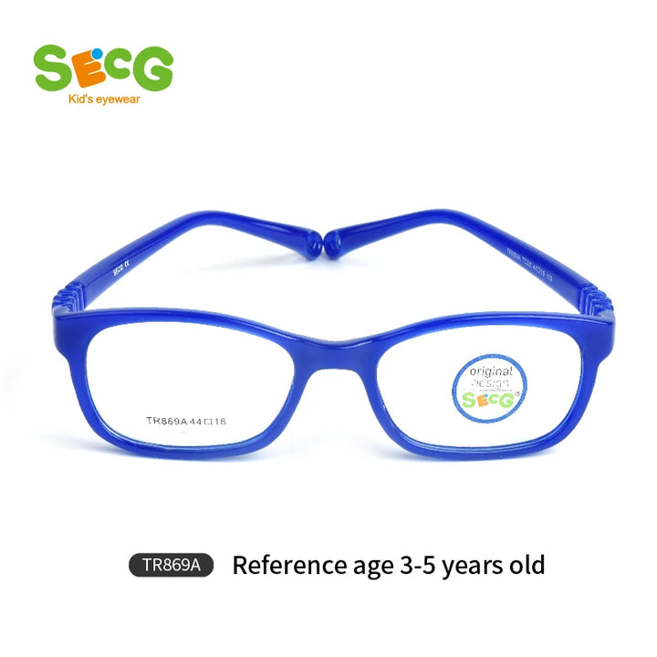 Secg Unisex Children's Full Rim Square Tr 90 Silicone Eyeglasses 8690 Full Rim Secg TR869A TC22 BLUE  