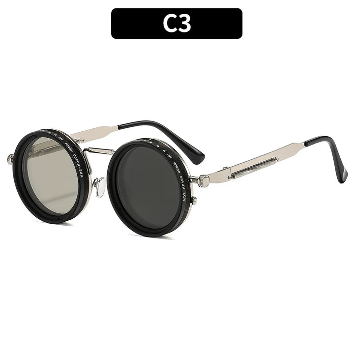 CCspace Unisex Full Rim Round Alloy Mr-3 Polarized Sunglasses 309654
