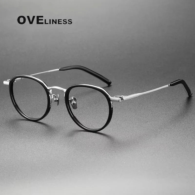 Oveliness Unisex Full Rim Oval Acetate Titanium Eyeglasses 369430