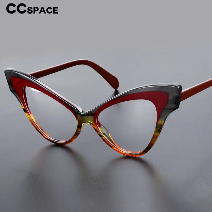 CCspace Unisex Full Rim Oversized Cat Eye Acetate Eyeglasses 55270 Full Rim CCspace   