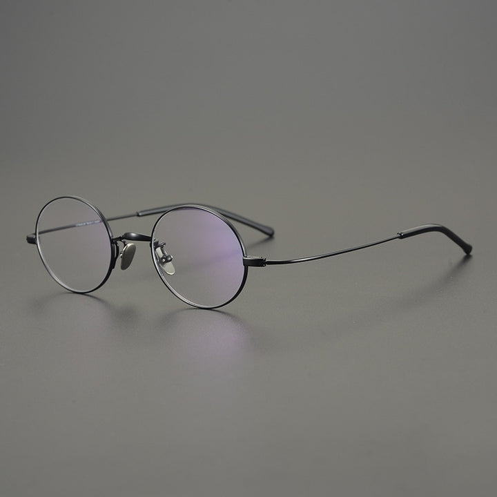 Cubojue Unisex Full Rim Small Round Titanium Myopic Reading Glasses Reading Glasses Cubojue no function lens 0 Black 