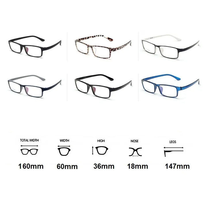Cubojue Unisex Full Rim Big Square Tr 90 Titanium Reading Glasses 36160