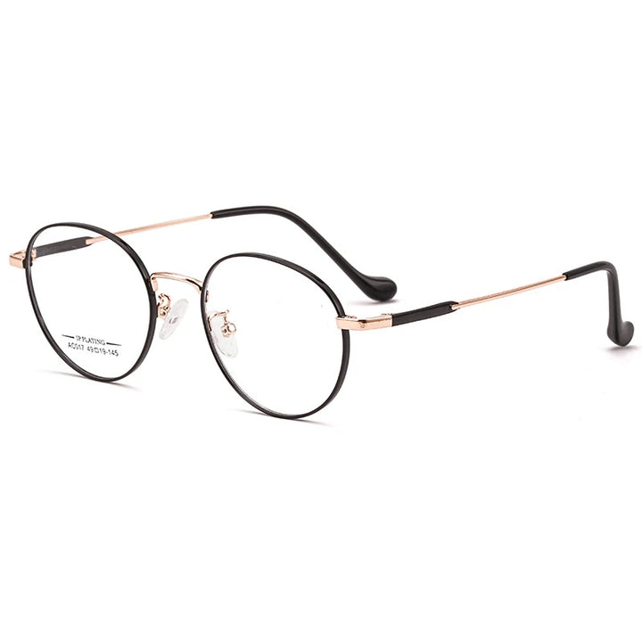 Hdcrafter Unisex Full Rim Round Titanium Alloy Eyeglasses Ac0171 Full Rim Hdcrafter Eyeglasses Black-Gold  