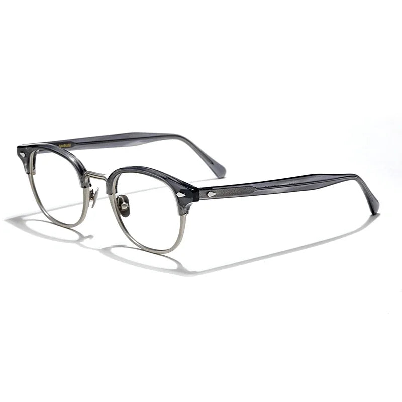 Hewei Unisex Full Rim Round Square Acetate Alloy Eyeglasses 5199 Full Rim Hewei C3 CHINA 