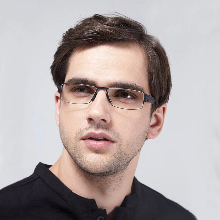 Black Mask Unisex Full Rim Rectangle Steel Eyeglasses BM-IB005