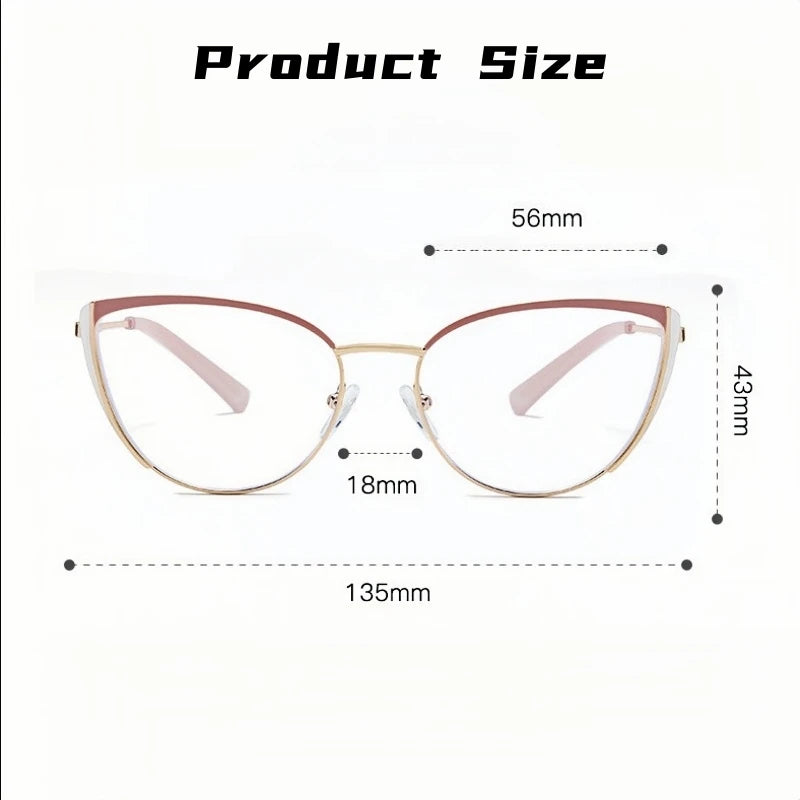 Yimaruili Women's Full Rim Oval Cat Eye Alloy Eyeglasses 4455 Full Rim Yimaruili Eyeglasses