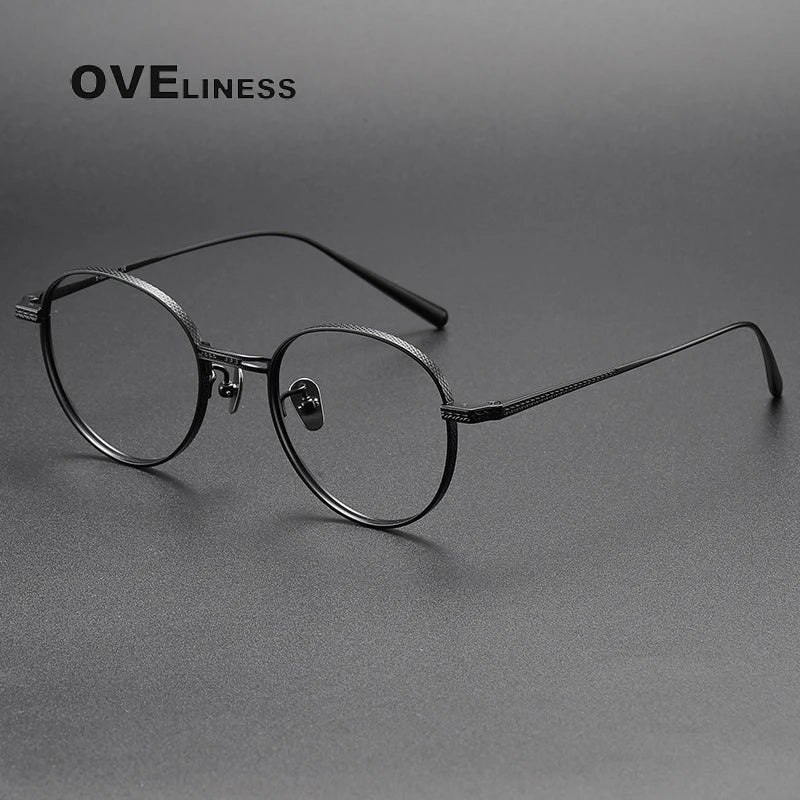 Oveliness Unisex Full Rim Round Titanium Eyeglasses 14027 Full Rim Oveliness black  