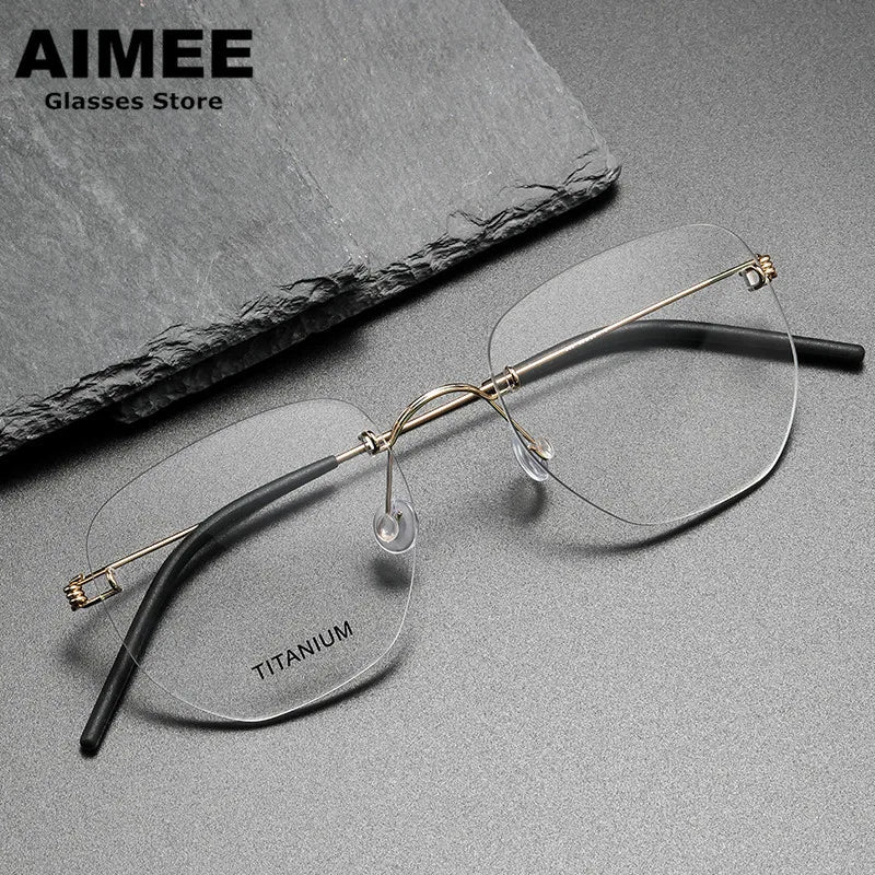 Aimee Unisex Rimless Square Screwless Titanium Eyeglasses 4358 Rimless Aimee   