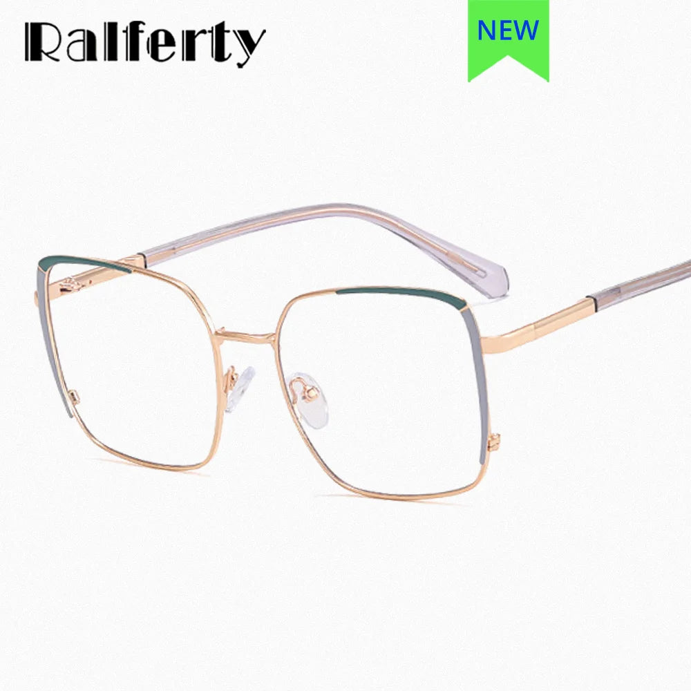 Ralferty Women's Full Rim Square Alloy Eyeglasses R82107 Full Rim Ralferty   