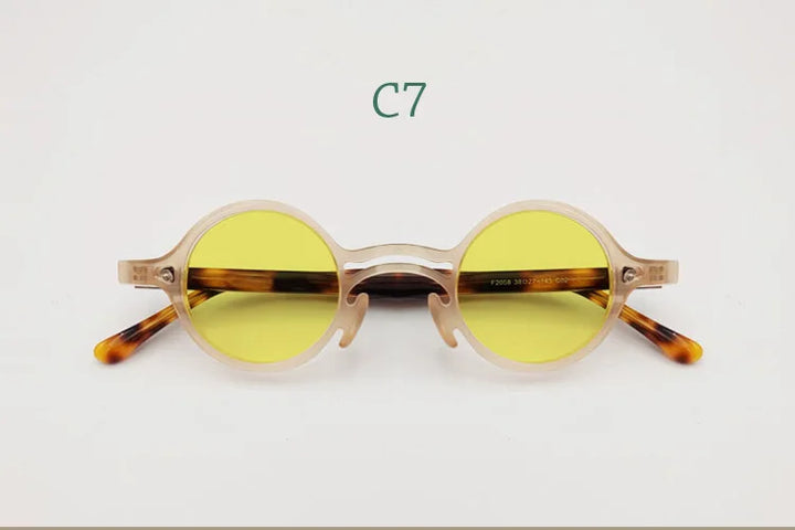 Yujo Men's Full Rim Round Double Bridge Acetate Polarized Sunglasses 2058s Sunglasses Yujo C7 CHINA 