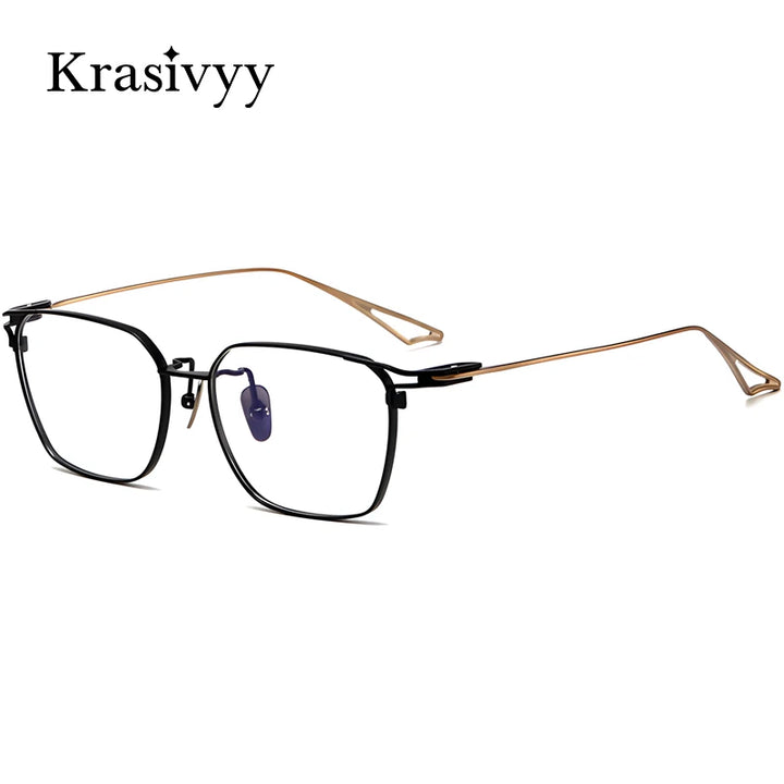 Krasivyy Men's Full Rim Square Titanium Eyeglasses 14717