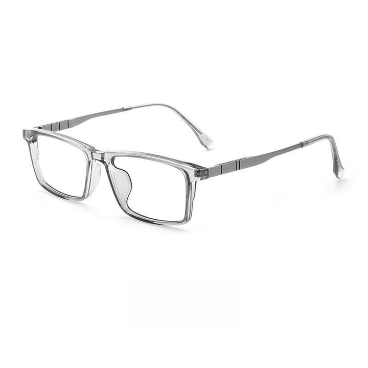 Yimaruili Men's Full Rim Square Tr 90 Titanium Eyeglasses Bv9008y Full Rim Yimaruili Eyeglasses Transparent Gray  