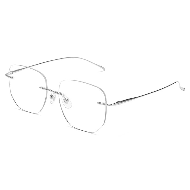 Momoja Women's Rimless Square Polygon Titanium Eyeglasses 728925