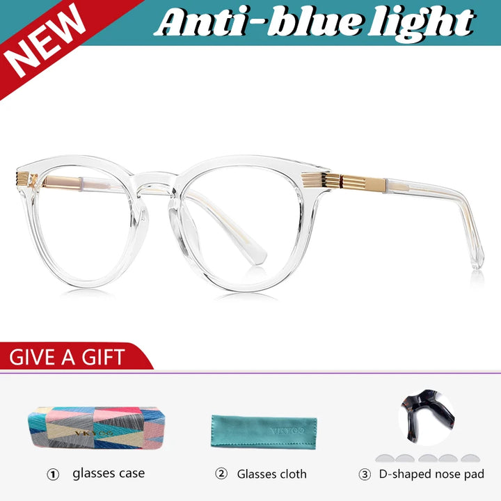 Vicky Unisex Full Rim Round TR90 Blue Light Prescription Eyeglasses PFD2329 - view 8