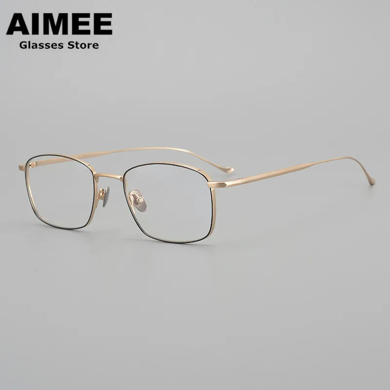 Aimee Unisex Full Rim Square Titanium Eyeglasses 914020 Full Rim Aimee Black-Golden