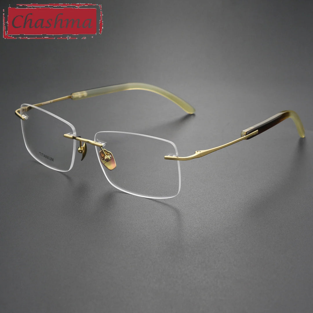 Chashma Unisex Rimless Square Titanium Customizable Eyeglasses 921029