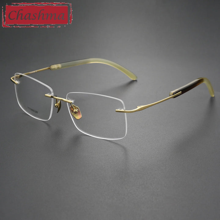 Chashma Unisex Rimless Square Titanium Customizable Eyeglasses 921029