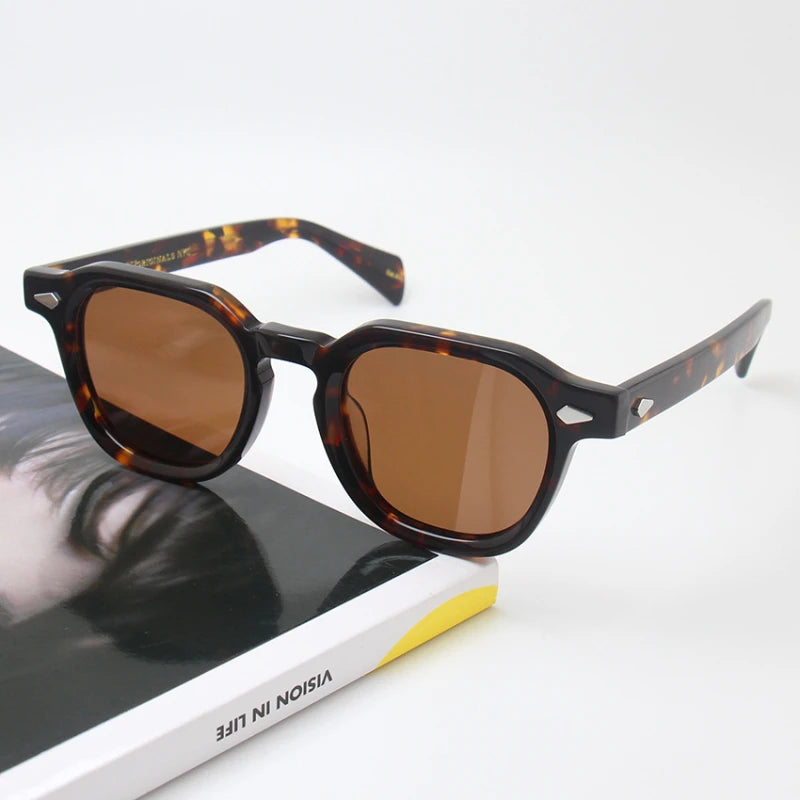 Black Mask Unisex Full Rim Square Acetate Polarized Sunglasses 23145